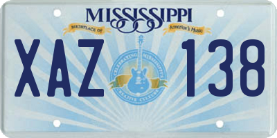 MS license plate XAZ138