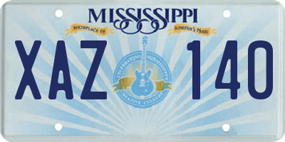 MS license plate XAZ140