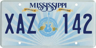 MS license plate XAZ142