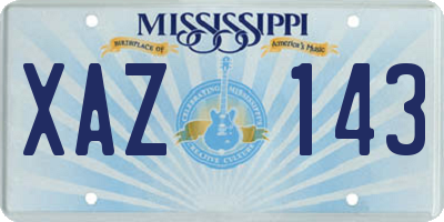 MS license plate XAZ143