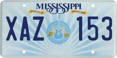 MS license plate XAZ153