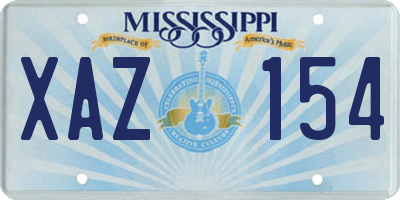 MS license plate XAZ154