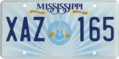 MS license plate XAZ165