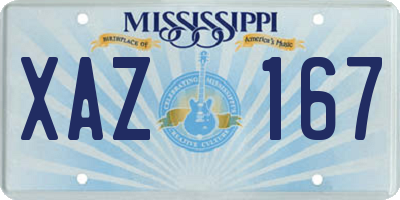 MS license plate XAZ167