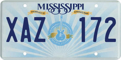 MS license plate XAZ172