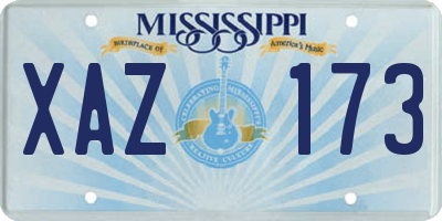 MS license plate XAZ173