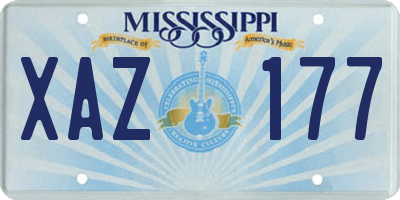 MS license plate XAZ177