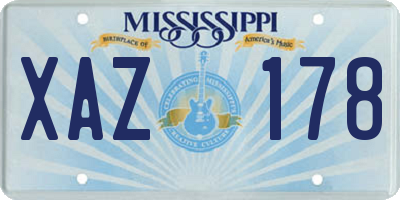 MS license plate XAZ178