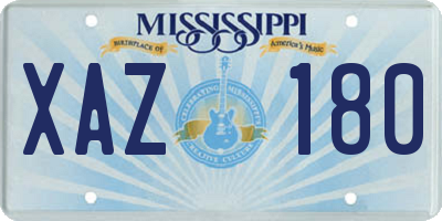 MS license plate XAZ180