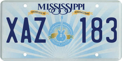 MS license plate XAZ183