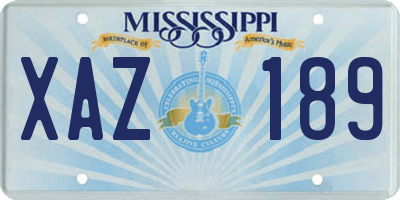 MS license plate XAZ189
