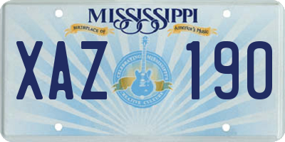 MS license plate XAZ190