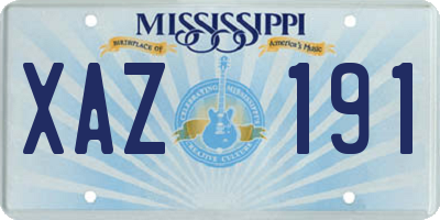 MS license plate XAZ191