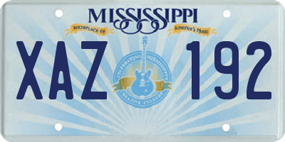 MS license plate XAZ192