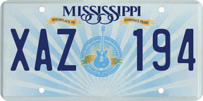 MS license plate XAZ194