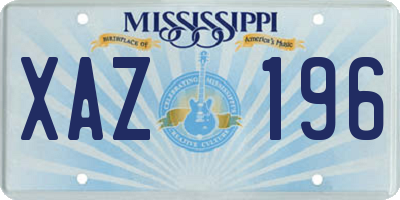 MS license plate XAZ196