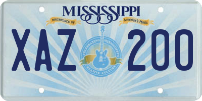 MS license plate XAZ200