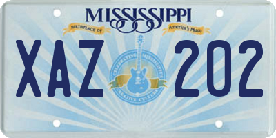 MS license plate XAZ202