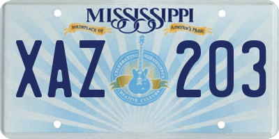 MS license plate XAZ203