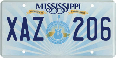 MS license plate XAZ206