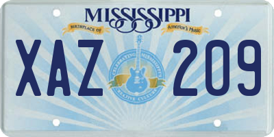 MS license plate XAZ209