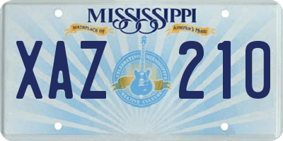 MS license plate XAZ210
