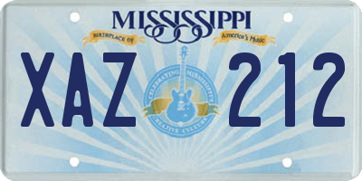 MS license plate XAZ212