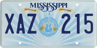 MS license plate XAZ215