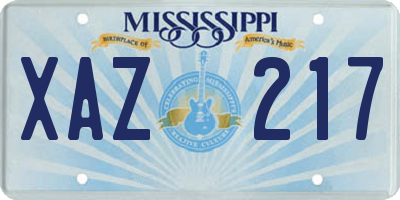 MS license plate XAZ217