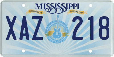 MS license plate XAZ218
