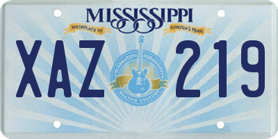 MS license plate XAZ219