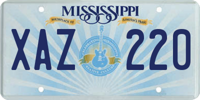 MS license plate XAZ220