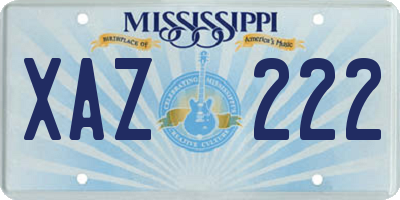 MS license plate XAZ222