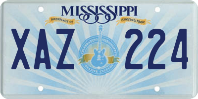 MS license plate XAZ224