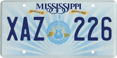 MS license plate XAZ226