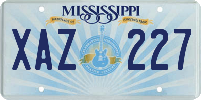 MS license plate XAZ227