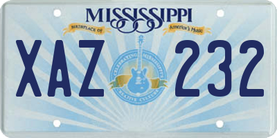 MS license plate XAZ232