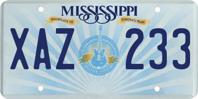 MS license plate XAZ233