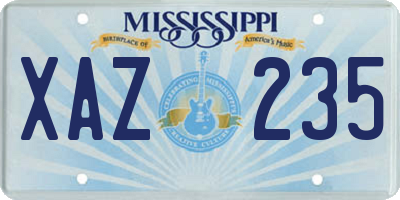 MS license plate XAZ235