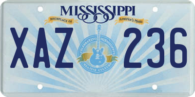 MS license plate XAZ236