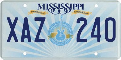 MS license plate XAZ240