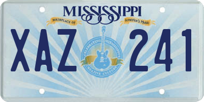 MS license plate XAZ241