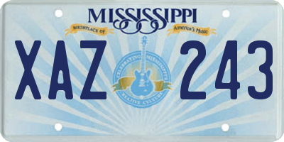 MS license plate XAZ243