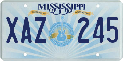 MS license plate XAZ245