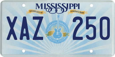 MS license plate XAZ250