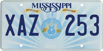 MS license plate XAZ253
