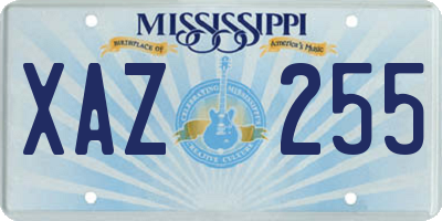 MS license plate XAZ255