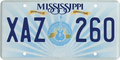 MS license plate XAZ260