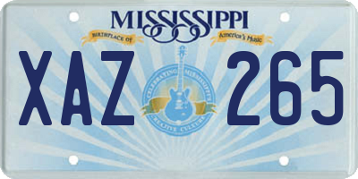 MS license plate XAZ265