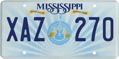 MS license plate XAZ270